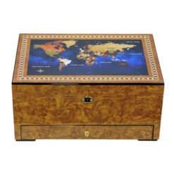 Cigar Humidor – World Map Golden Oak and Spanish Cedar