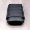 J Cure C.Gars Collection - Crocodile Leather Cigar Case - Black 3 Cigar Capacity (End of Line)