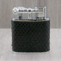 J Cure C.Gars Collection Jet Flame Table Lighter - Black Python Leather (End of Line)