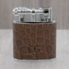 J Cure C.Gars Collection Jet Flame Table Lighter - Brown Crocodile Leather (End of Line)