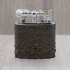 J Cure C.Gars Collection Jet Flame Table Lighter - Brown Python Leather (End of Line)