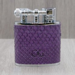 J Cure C.Gars Collection Jet Flame Table Lighter - Purple Python Leather (End of Line)