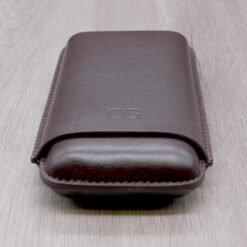 J Cure C.Gars Collection - Leather Cigar Case - Brown 3 Cigar Capacity (End of Line)